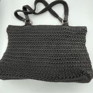 Lina Elegant Black Crochet Shoulder Bag Versatile Chic Garden Party Boho Zipper